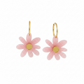 Pink Marble Daisy Hoops