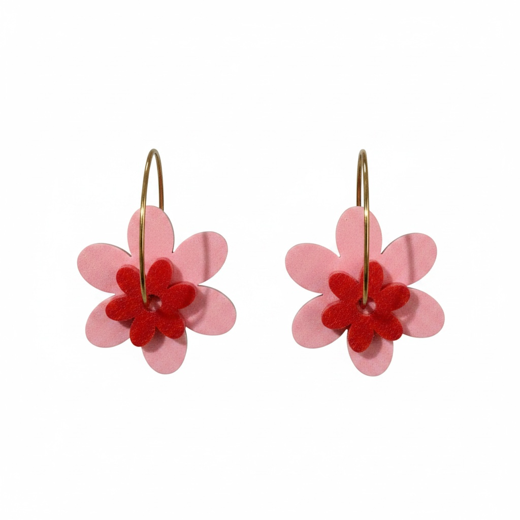 Pastel Pink and Red Flower Hoops