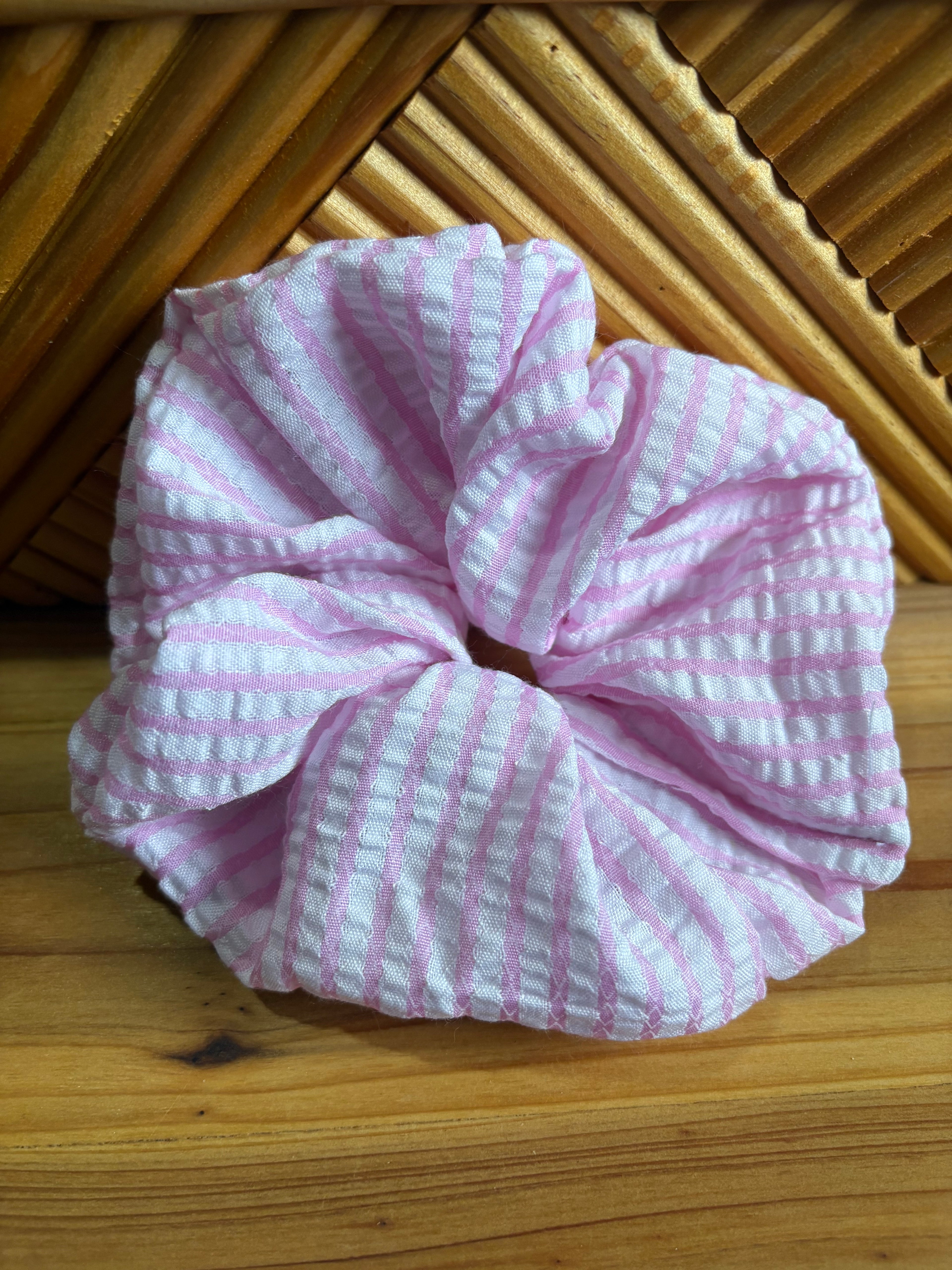 Pastel Pink stripe Scrunchie