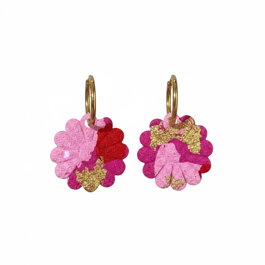 Pink Flower Patchwork Hoops