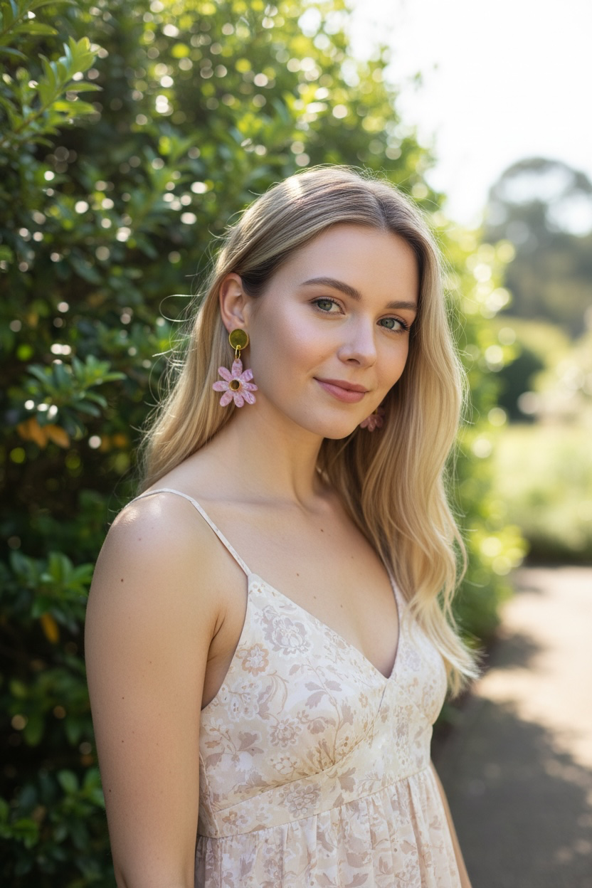 Pink Daisy Dangles