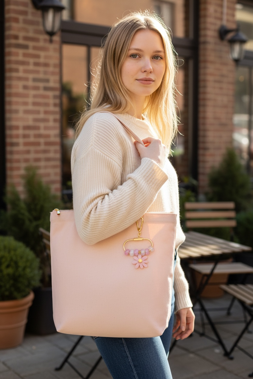Pink Flower Bag Charm